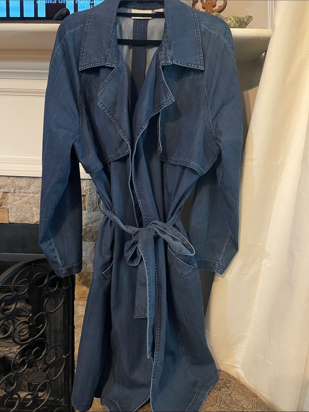 Chicos Denim Trench Coat - Blue XL